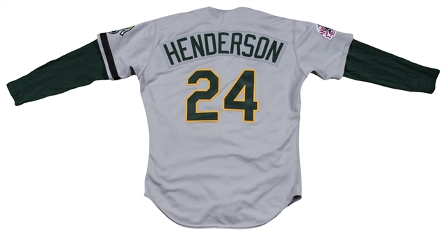 1989 Rickey Henderson Game Used Oakland As World Series Road Jersey With Undershirt-World Series Champions Season